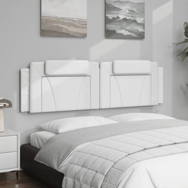 Cabecero de cama acolchado cuero sintético blanco 180 cm M 4