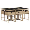 Set comedor de jardín 7 pzas con cojines ratán sintético beige 4
