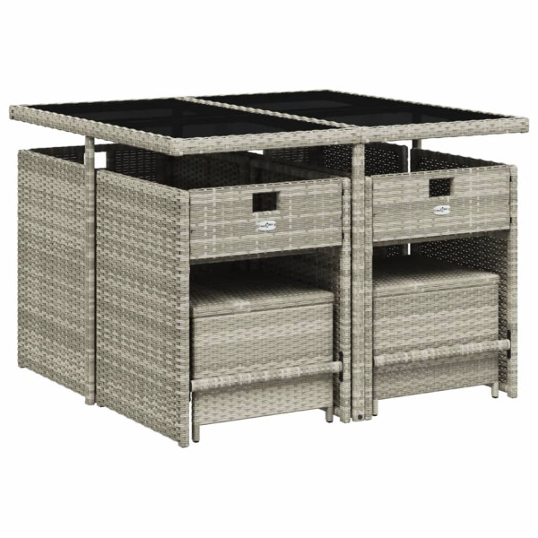 Set comedor de jardín 9 pzas cojines ratán sintético gris claro M 3