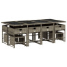 Set comedor de jardín con cojines 13 pzas ratán sintético gris 5