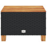 Mesa de jardín ratán PE y madera acacia negro 55x55x36 cm 4