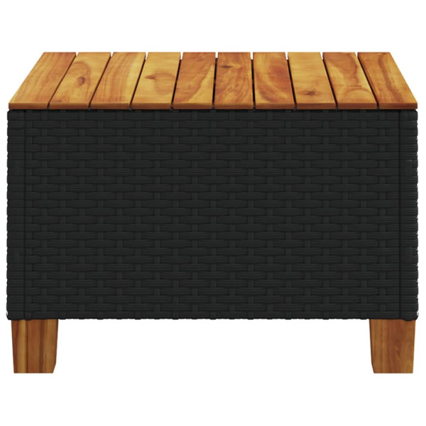 Mesa de jardín ratán PE y madera acacia negro 55x55x36 cm M 5