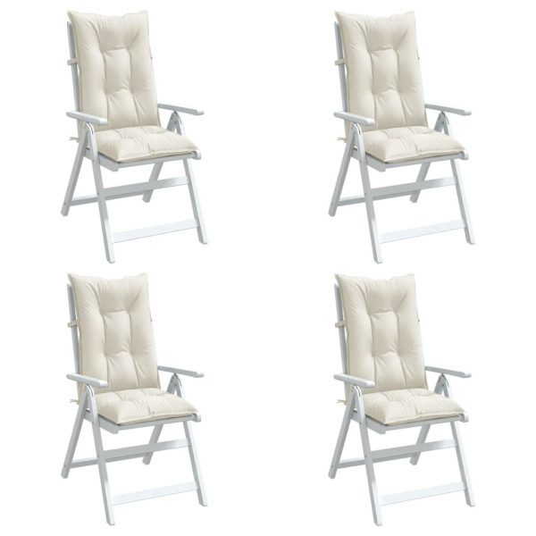 Cojines silla respaldo alto 4 uds tela crema melange 120x50x7cm D