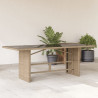 Mesa de jardín superficie de vidrio ratán PE beige 190x80x75 cm 1