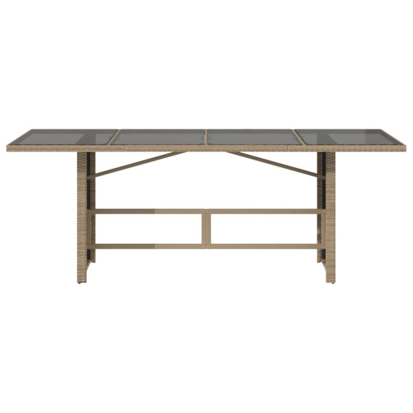 Mesa de jardim com tampo de vidro 190x80x75 cm vime PE bege M 4