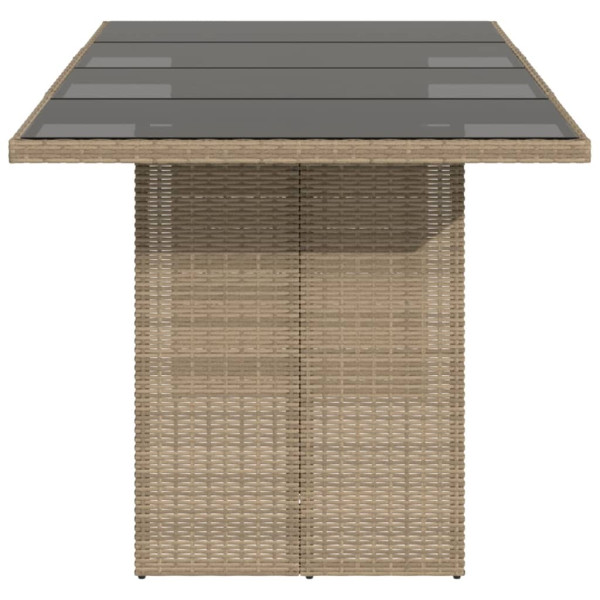 Mesa de jardín superficie de vidrio ratán PE beige 190x80x75 cm M 5
