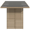 Mesa de jardín superficie de vidrio ratán PE beige 190x80x75 cm 5