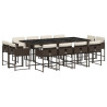 13 pcs conjunto jantar p/ jardim c/ almofadões vime PE castanho 2