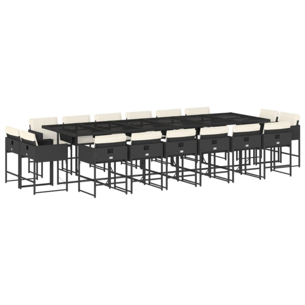 Set de muebles jardín 17 pzas con cojines ratán sintético negro M 2