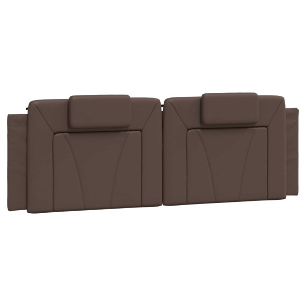 Cabecero de cama acolchado cuero sintético marrón 160 cm M 2