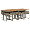 Set comedor jardín 9 pzas y cojines ratán sintético gris 3