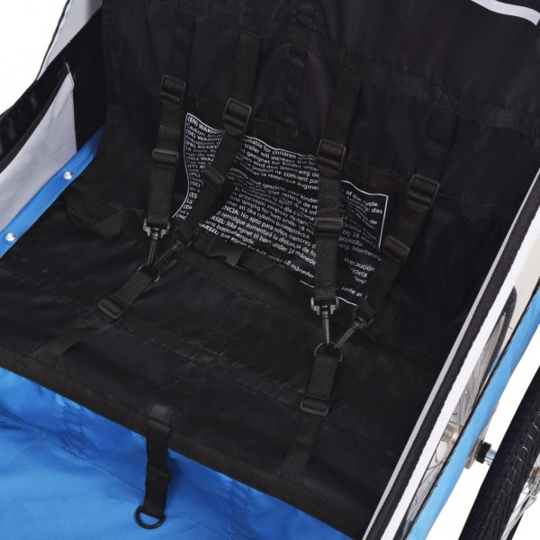 Remolque de bicicleta para niños gris y azul 30 kg M 5