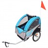 Atrelado de bicicleta cinzento e azul 30 kg 1