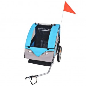 Remolque de bicicleta para niños gris y azul 30 kg H