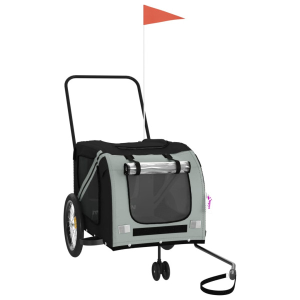 Remolque de bicicleta mascotas hierro tela Oxford gris negro M 2