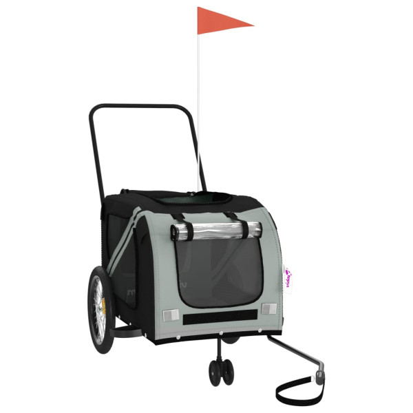 Remolque de bicicleta mascotas hierro tela Oxford gris negro M 3