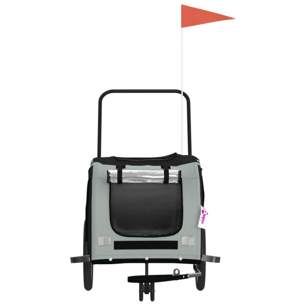 Reboque de bicicleta p/ animais tecido oxford/ferro cinza/preto M 4