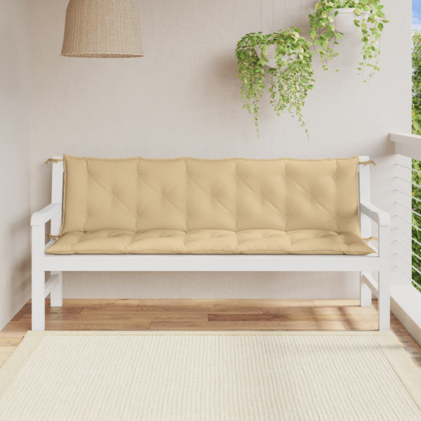 Cojines para banco jardín 2 uds tela beige melange 180x50x7 cm M 3