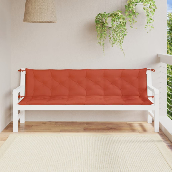 Cojines para banco jardín 2 uds tela rojo melange 200x50x7 cm M 3