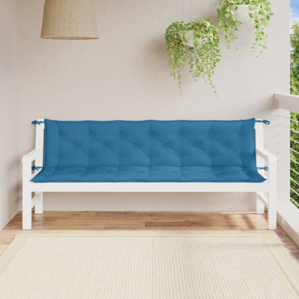 Almofadões banco jardim 2pcs 200x50x7cm mesclado tecido azul M 3