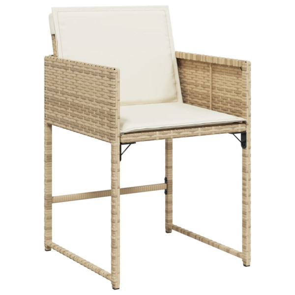 Set comedor de jardín con cojines 13 pzas ratán sintético beige M 3