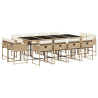Set comedor de jardín con cojines 13 pzas ratán sintético beige 2