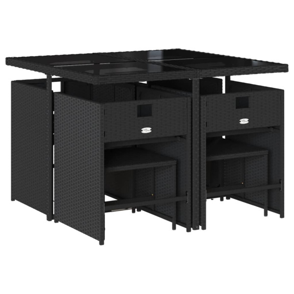 Set de comedor de jardín 9 pzas y cojines ratán sintético negro M 3