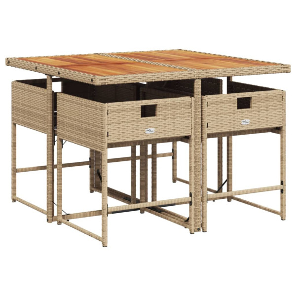 Set comedor de jardín 5 pzas con cojines ratán sintético beige M 4