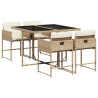 Set comedor de jardín 5 pzas con cojines ratán sintético beige 2
