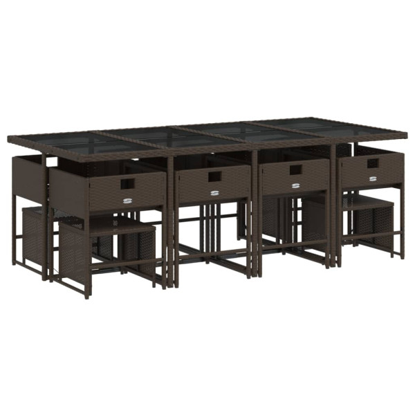 Set muebles de jardín 13 pzas y cojines ratán sintético marrón M 4