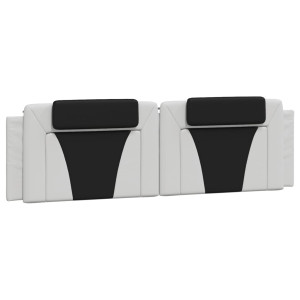 Cabecero de cama acolchado cuero sintético blanco negro 180 cm H