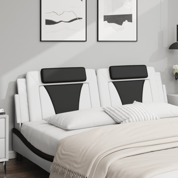 Cabecero de cama acolchado cuero sintético blanco negro 180 cm M 3