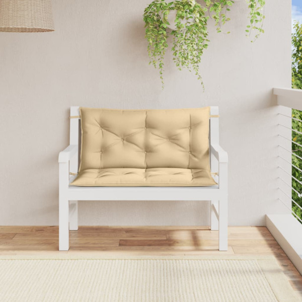 Cojines para banco jardín 2 uds tela beige melange 100x50x7 cm M 3