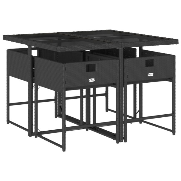 Set de muebles jardín 5 pzas con cojines ratán sintético negro M 5