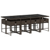 Set comedor para jardín 9 pzas y cojines ratán sintético marrón 5