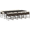 Set comedor de jardín 11 pzas y cojines ratán sintético marrón 2