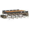 Set comedor de jardín con cojines 15 pzas ratán sintético gris 2