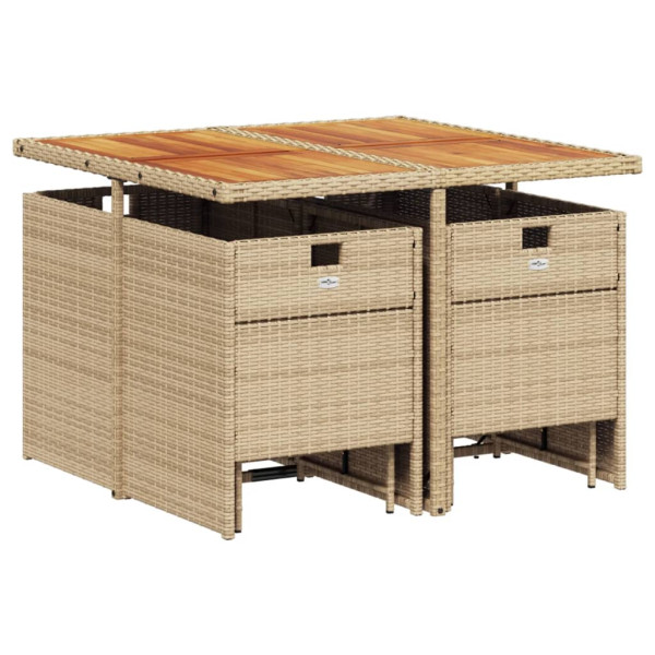 Set comedor de jardín 9 pzas con cojines ratán sintético beige M 3