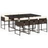 Set comedor de jardín 7 pzas con cojines ratán sintético marrón 2