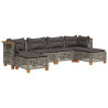Set de muebles de jardín 6 pzas y cojines ratán sintético gris 2