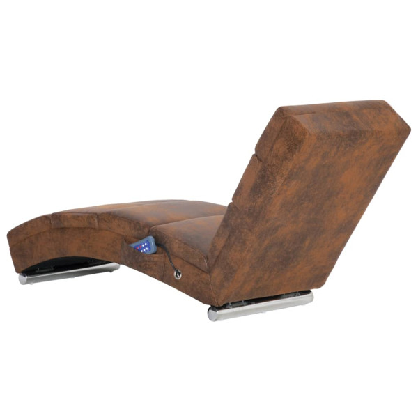 Chaise longue de massagens camurça artificial castanho M 4