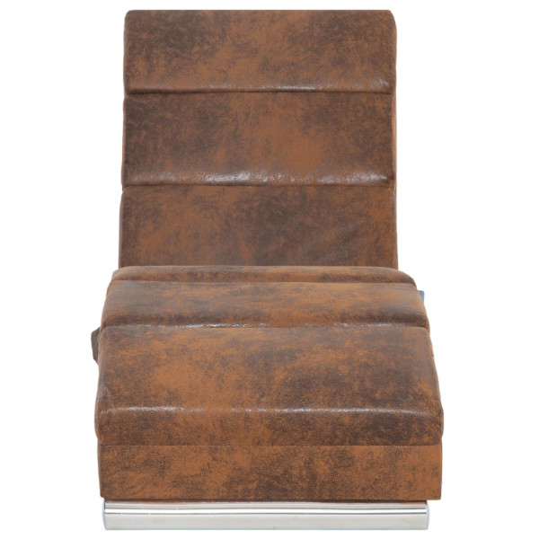 Chaise longue de massagens camurça artificial castanho M 5