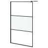 Mampara ducha con estante vidrio ESG y aluminio negro 115x195cm 3