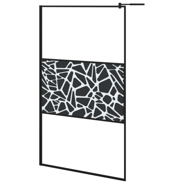 Mampara ducha con estante vidrio ESG y aluminio negro 115x195cm M 3
