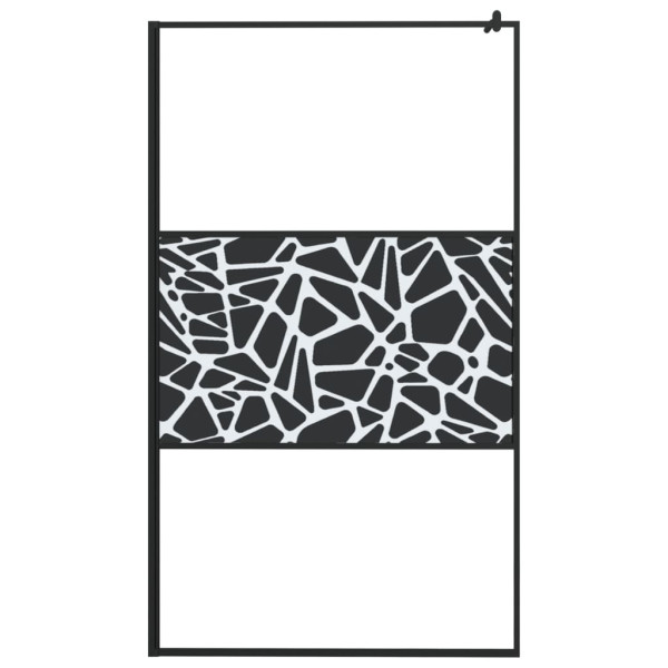 Mampara ducha con estante vidrio ESG y aluminio negro 115x195cm M 4