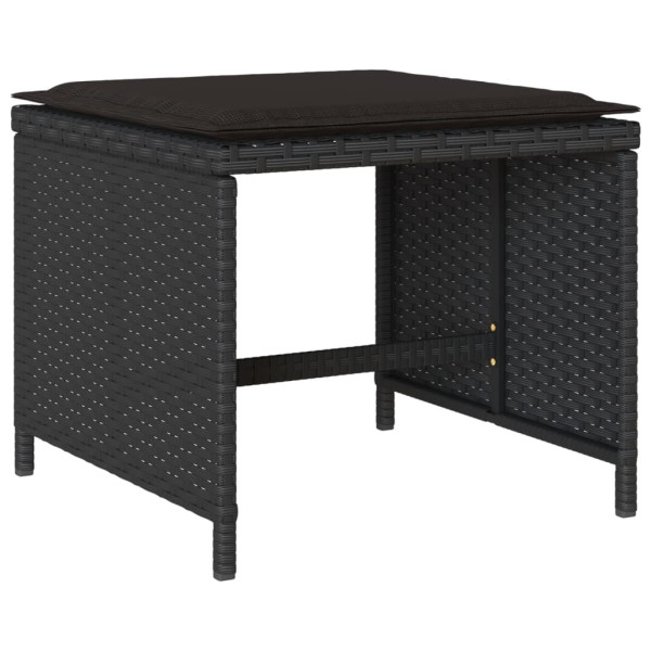Set de comedor jardín 11 pzas con cojines ratán sintético negro M 3