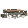 Set comedor de jardín con cojines 13 pzas ratán sintético gris 2