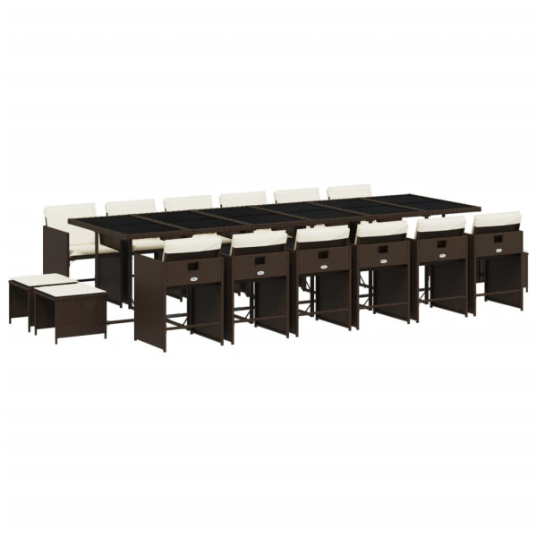 Set de muebles jardín 17 pzas y cojines ratán sintético marrón M 2