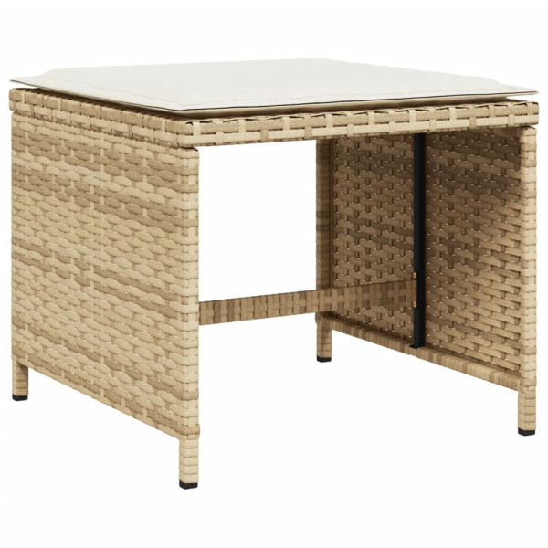 Set comedor de jardín 17 pzas con cojines ratán sintético beige M 4