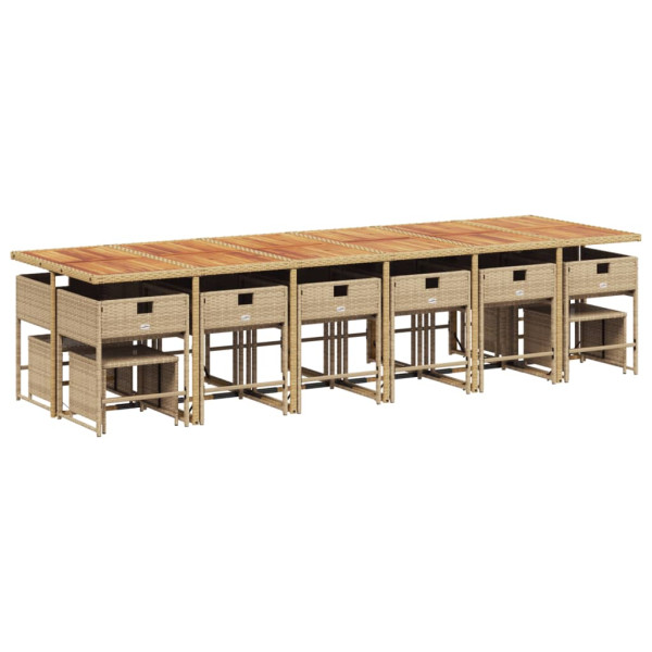 Set comedor de jardín 17 pzas con cojines ratán sintético beige M 5